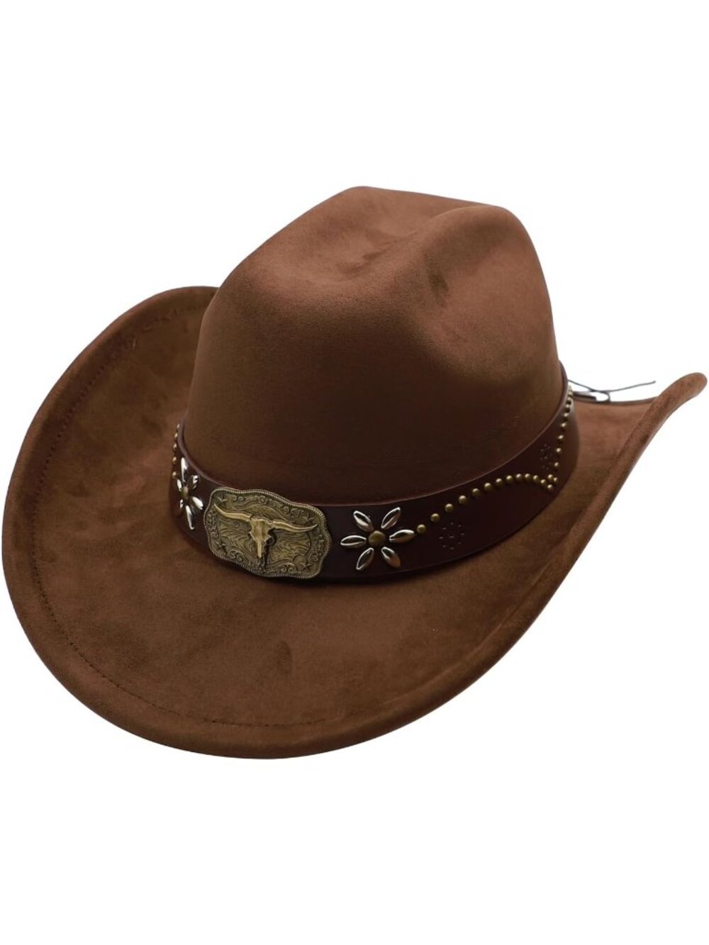 Unisex Coffee Wide Brim Felt Fedora Buckle Belt Cowgirl Western Cowboy Hat